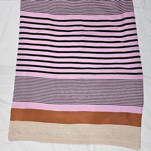 Fossil Silk‎ Tan and Pink Striped Sleeveless Midi Dress Women's Size 6 - Picture 5 of 8